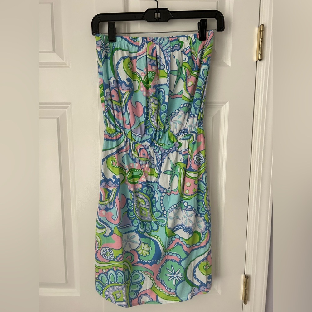 Lilly Pulitzer pastel strapless sundress - size S - pink/green/blue/purple/white